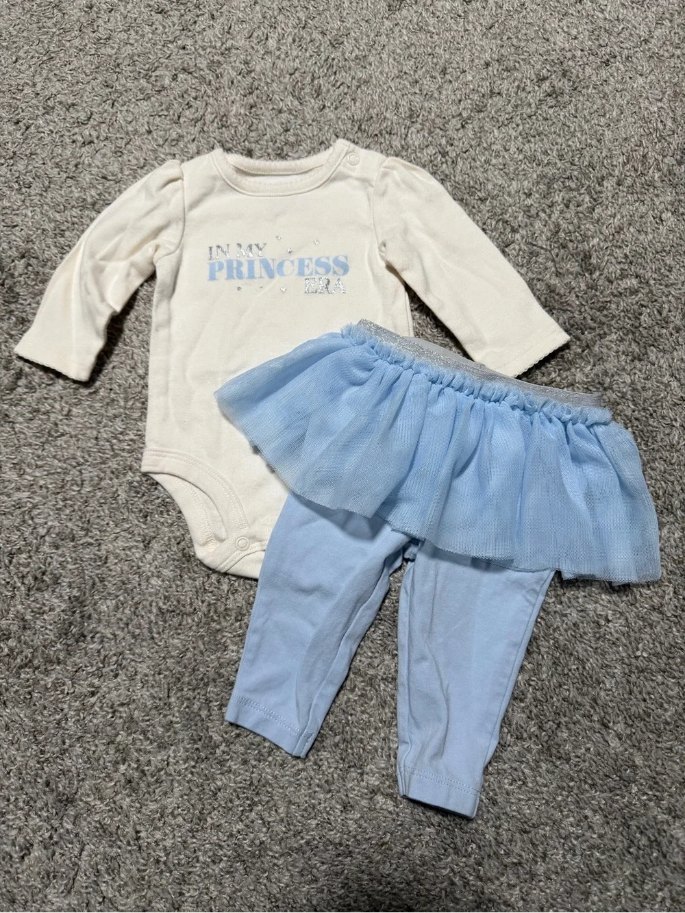 Carter's Cream Bodysuit with Light Blue Tutu Leggings
